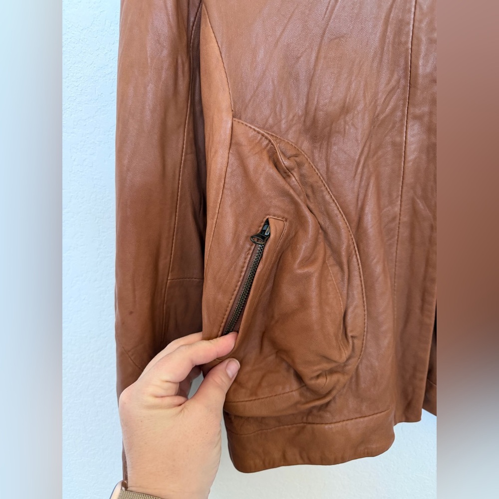 Doma Leather Biker Jacket Cognac Brown Size Small 100% Leather - Picture 4 of 12